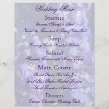 Insecte floral pourpre de menu de mariage prospectus personnalisés