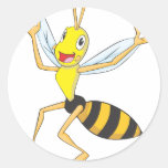 Insecte heureux de guêpe autocollant rond