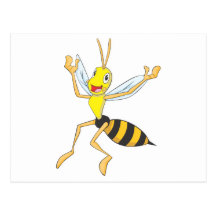Insecte heureux de guêpe carte postale