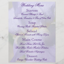 Insecte pourpre de menu de mariage d'iris tract customisé