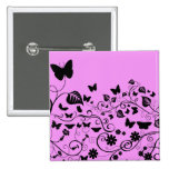 Insectes ailés rose de papillons, noir pin's avec agrafe