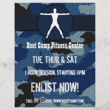 Insectes bleus de Camo Boot Camp de forme physique Prospectus En Couleur
