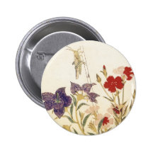 Insectes et fleurs par Utamaro Badges Avec Agrafe