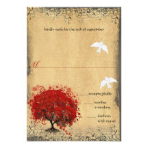 Inséparable rouge de colombe d'arbre de feuille de faire-parts