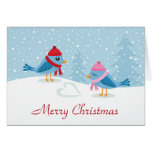 Inséparables mignons dans la carte de Joyeux Noël 
