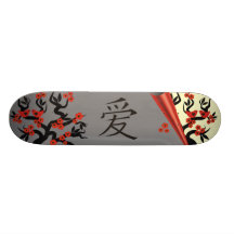 Inséparables sur l'arbre de Sakura et le symbole c Skateboards Cutomisables