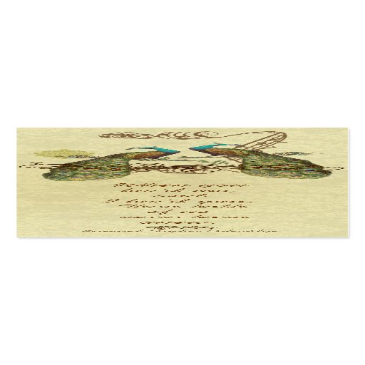 Inséparables vintages de paon épousant des étiquet carte de visite