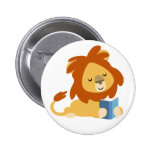Insigne mignon de bouton de lion de bande dessinée