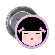 Insignes de bouton de visage de poupée de Kokeshi