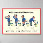 Instructions de brosse de toilette affiche