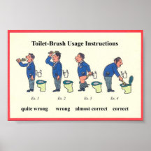 Instructions de brosse de toilette affiche