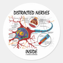 Intérieur distrait de nerfs (synapse) autocollant rond