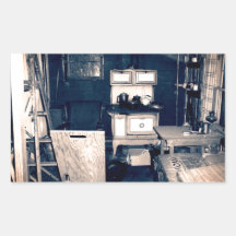 Intérieur vintage de cabine autocollants en rectangle