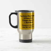 Interprétation drôle de tasse de voyage de pharmac