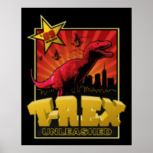 Invasion de dinosaure de Rex de Tyrannosaurus Poster