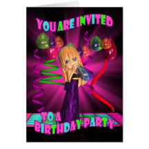 Inviation de fête d'anniversaire avec petit Cutie  Cartes