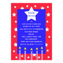 Invitation 4 juillet de partie de feu d'artifice e