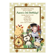 INVITATION 5x7 d'ANNIVERSAIRE de *PHOTO* de jungle