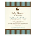 Invitation à la mode de baby shower de rayures (bl