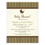 Invitation à la mode de baby shower de rayures (ch