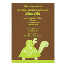 Invitation à la mode de baby shower de tortue de j