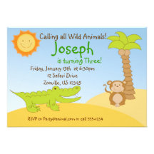 Invitation animale de fête d'anniversaire de safar