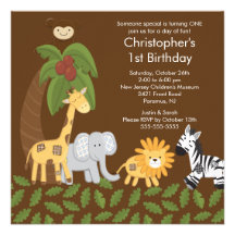 Invitation animale de fête d'anniversaire d'enfant