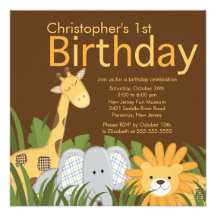 Invitation animale de fête d'anniversaire d'enfant