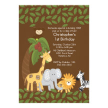 Invitation animale de fête d'anniversaire d'enfant