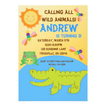 Invitation animale de fête d'anniversaire d'étang 