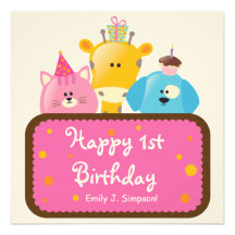 Invitation animale mignonne d'anniversaire
