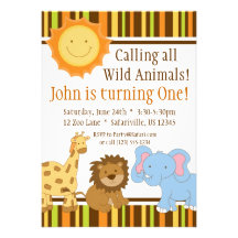 Invitation animale mignonne de fête d'anniversaire