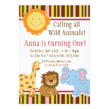 Invitation animale rose mignonne de fête d'anniver