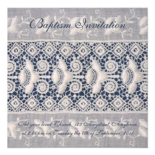 Invitation antique de baptême de broderie (fille)