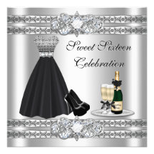 Invitation argenté de robe de sweet sixteen