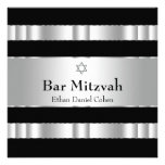 Invitation argentée noire de Mitzvah de barre d'ét