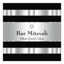 Invitation argentée noire de Mitzvah de barre d'ét invitations