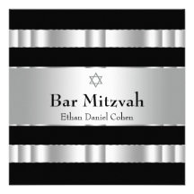 Invitation argentée noire de Mitzvah de barre d'ét