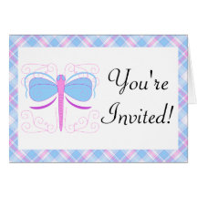 Invitation assez bleue et pourpre de libellule cartes de vœux