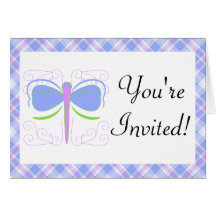Invitation assez bleue et verte de libellule carte