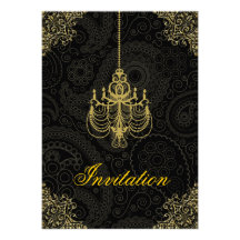 Invitation baroque fleurie de lustre d'or