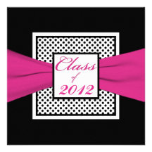 Invitation blanc noir rose d'obtention du diplôme 