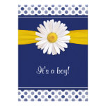 Invitation blanche bleue de baby shower de marguer