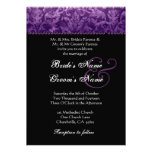 Invitation blanche noire pourpre de mariage damass