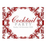 Invitation blanche rouge de cocktail d'esprit de b carte postale