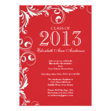Invitation blanche rouge élégante de fête de remis