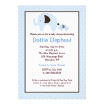Invitation (bleu-clair) de baby shower d'éléphant  invitations