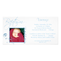 Invitation bleu-clair de photo de baptême photocarte