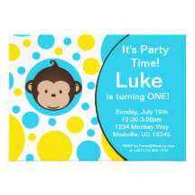 Invitation bleu de fête d'anniversaire de pois de 