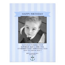 Invitation bleu et noir d'anniversaire de photo d'